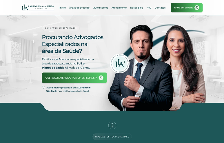Exemplo de site premium — Direito da Saúde