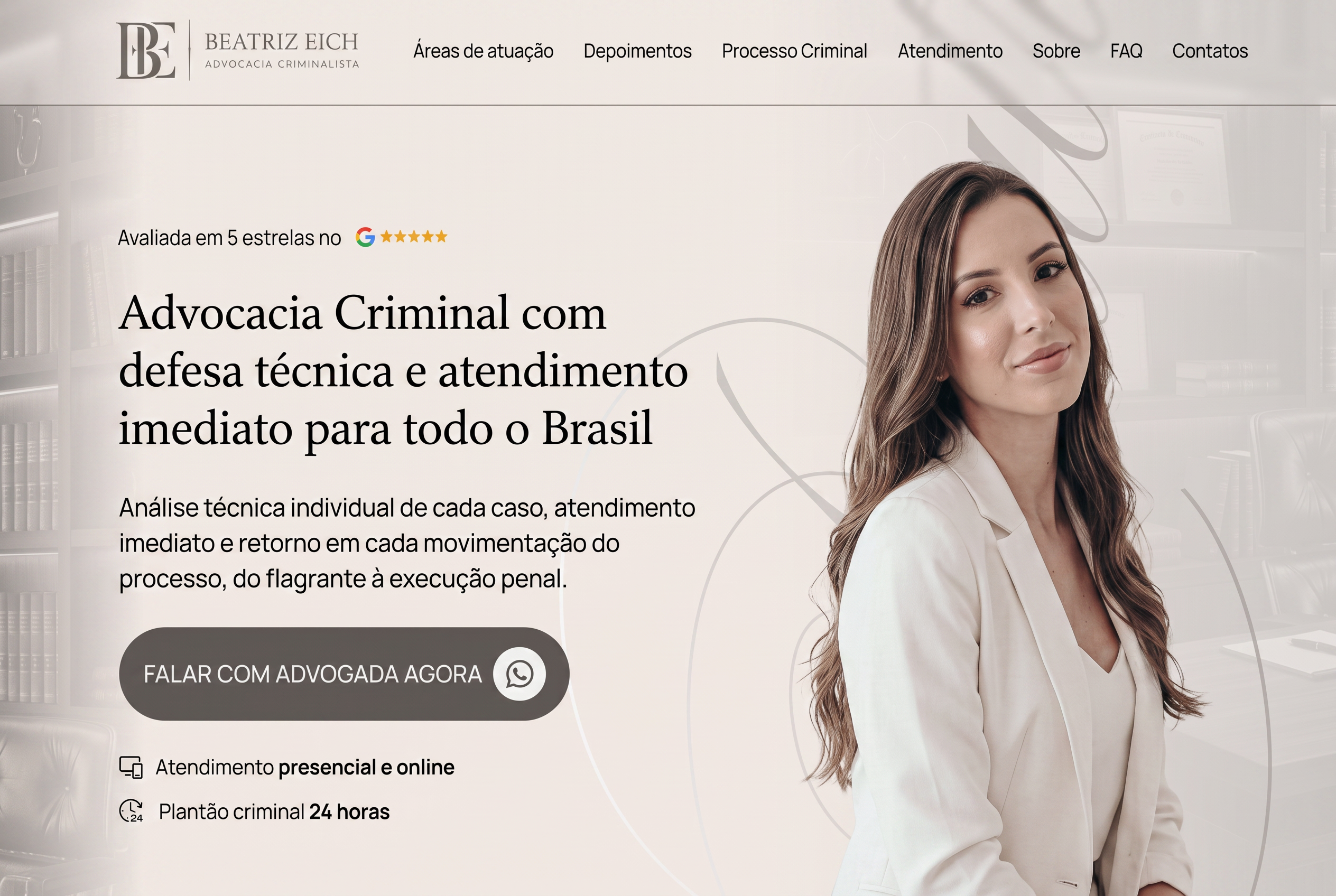Exemplo de site premium — Beatriz Eich Advocacia Criminalista